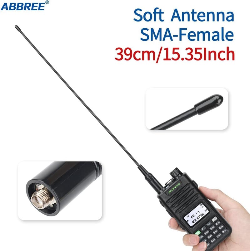 ABBREE AR-771C GMRS (462-467MHz) Antenna 15.3inch Whip Antenna SMA-Female for Baofeng UV-5R GMRS GM-15Pro GM-5RH UV-5G Plus TD-H3 UV-9G TD-H5 GMRS Radios,2Pack (Black) - Image 2